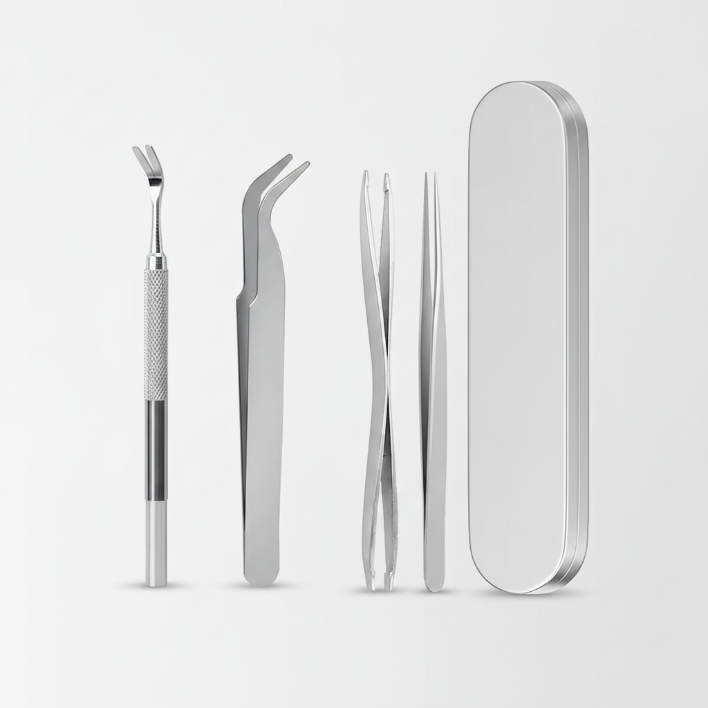 Tix Tick Removal Kit — stainless steel tweezers, hook and case