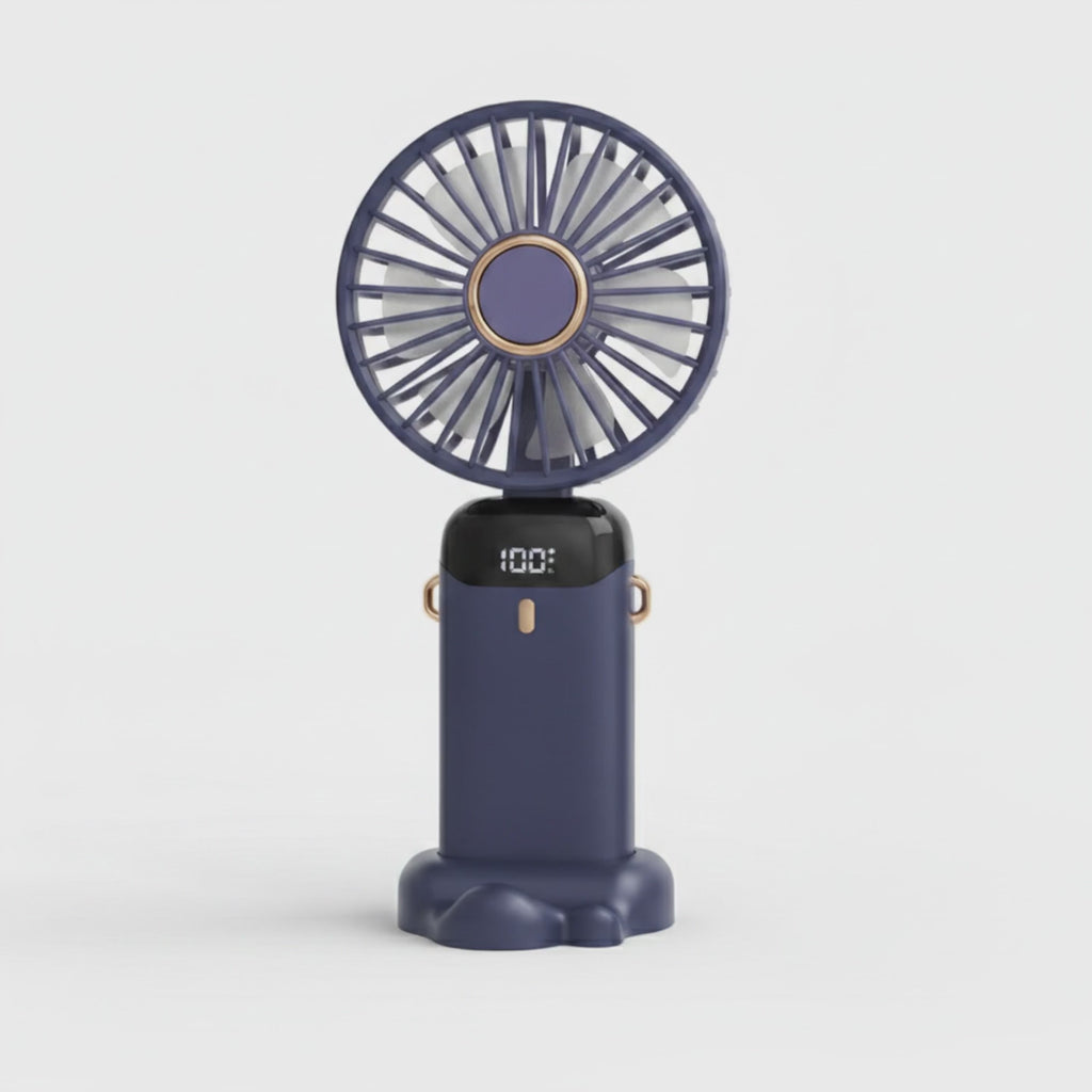 Tixwear Breeze — Foldable Handheld & Neck Fan (5-Speed, Digital Display)